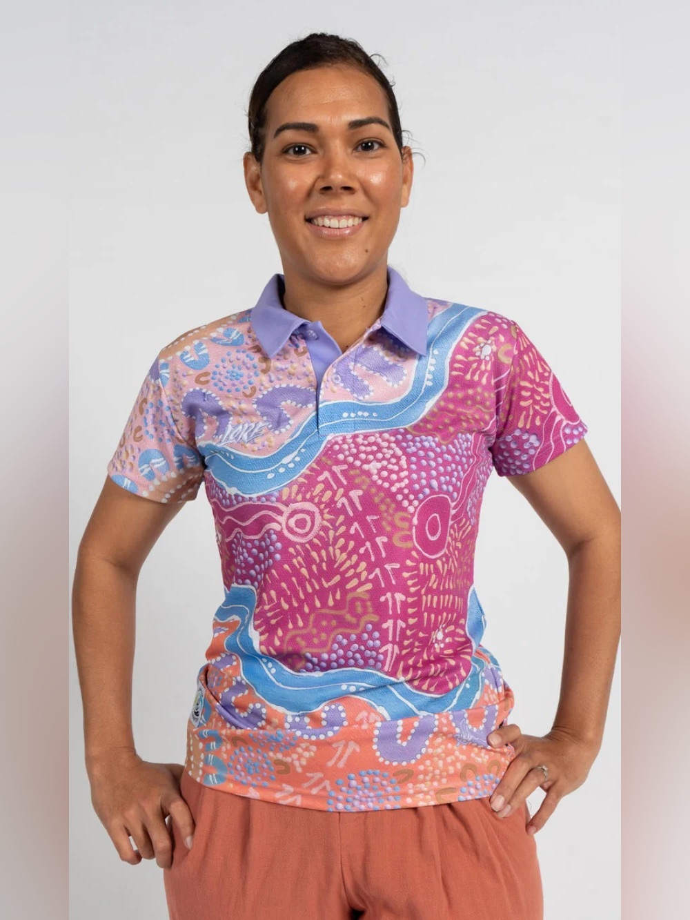 Lore Clothing Co | Aboriginal Art Ladies Fitted Polo River Camps